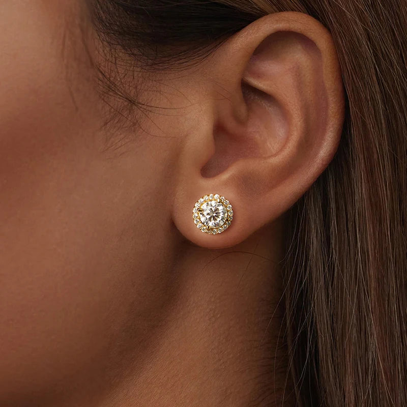Boucles d'Oreilles Puces Moissanite 1ct en Argent 925 avec Certificats