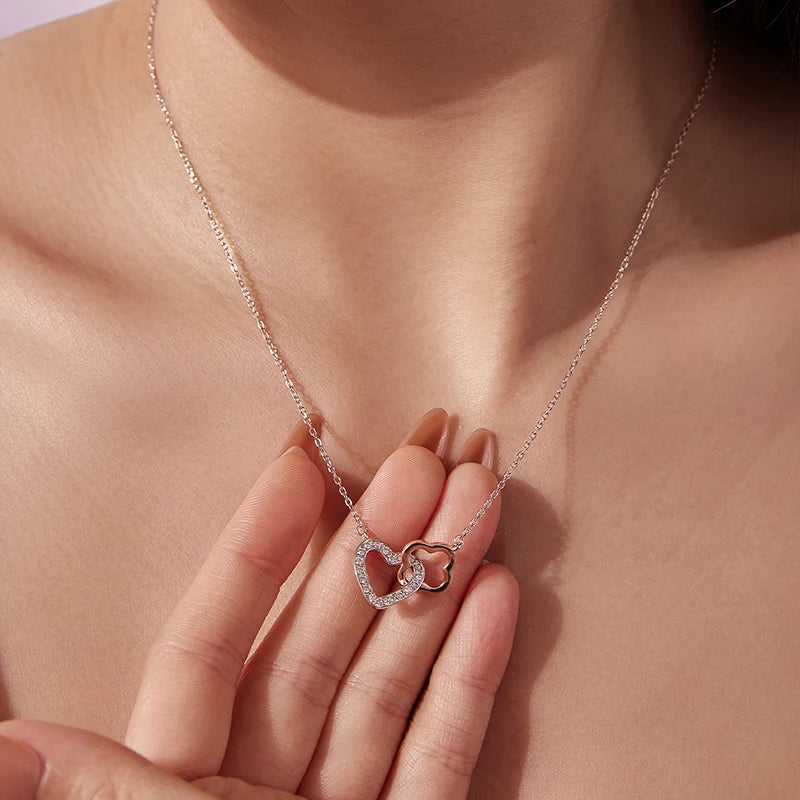 Collier Pendentif Cœur Porte-Bonheur en Argent 925