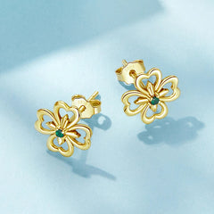 Boucles d'Oreilles Puces Trèfle en Argent 925