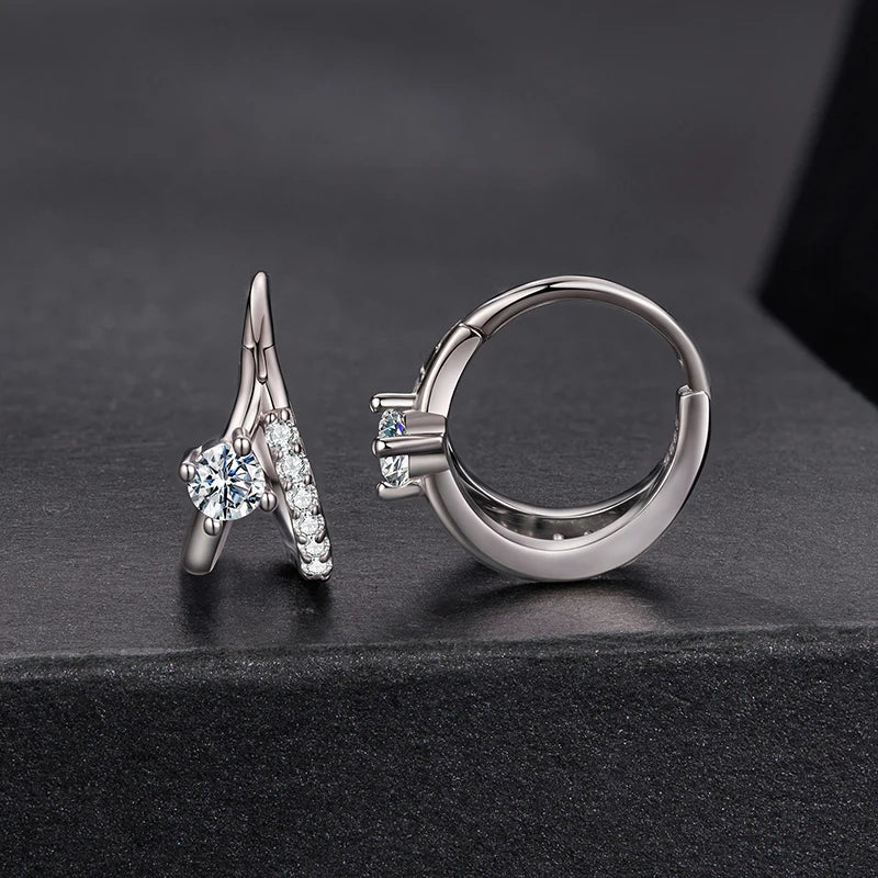 Créoles Double Rang Moissanite en Argent 925 avec Certificat