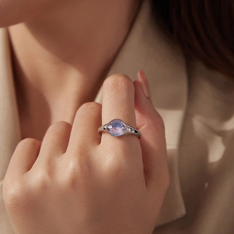 Bague Ajustable Œil Protecteur en Argent 925