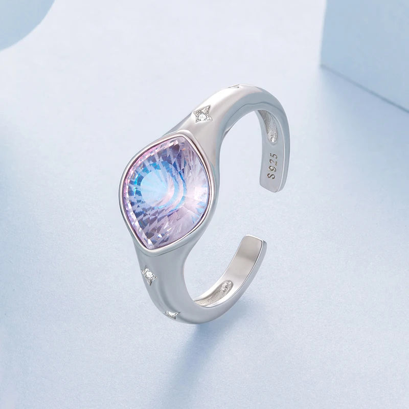 Bague Ajustable Œil Protecteur en Argent 925