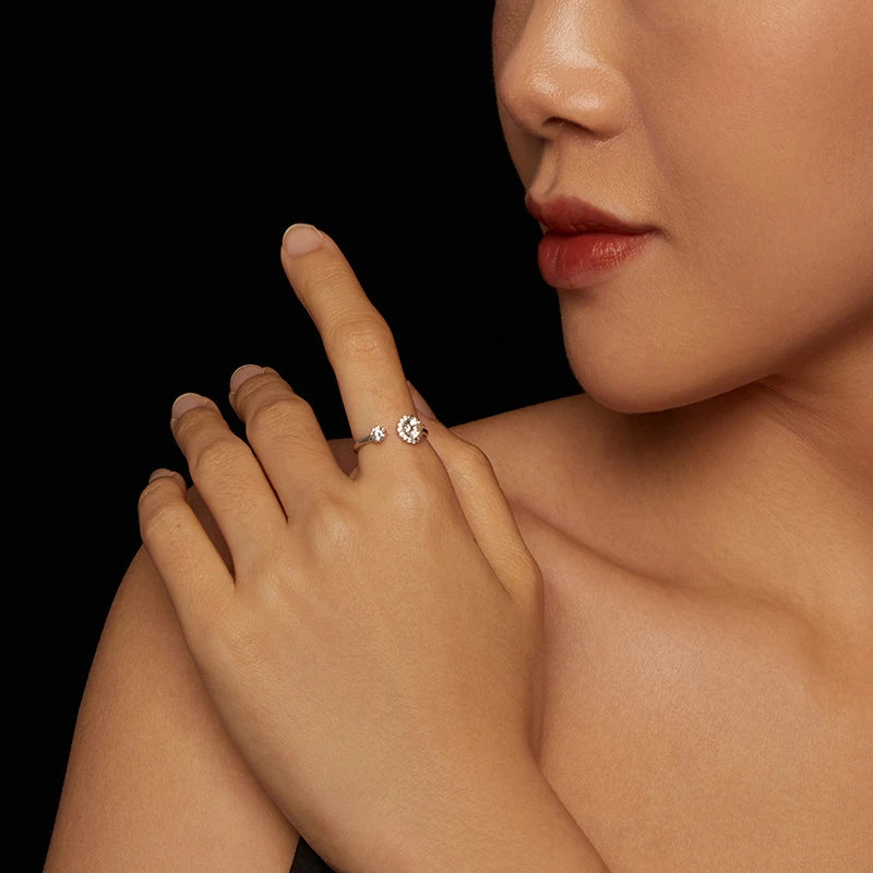 Bague Ajustable Moissanite Étincelante en Argent 925 avec Certificat