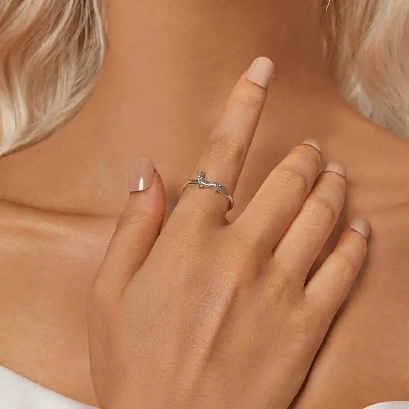 Bague Chien Teckel en Argent 925