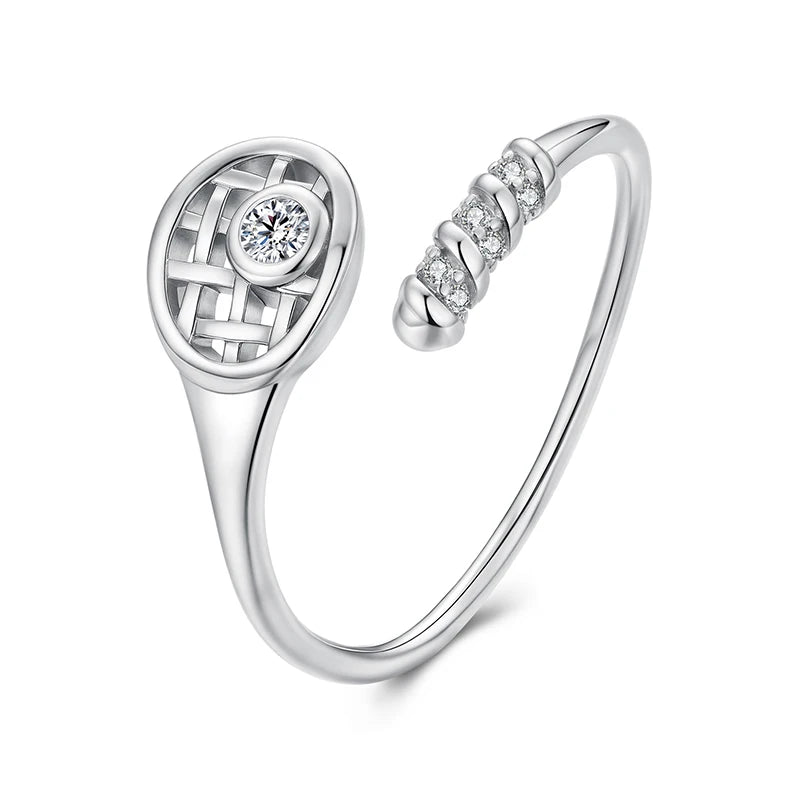 Bague Ajustable Nœud Tennis en Argent 925