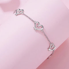 Bracelet Maillons Cœur en Argent 925