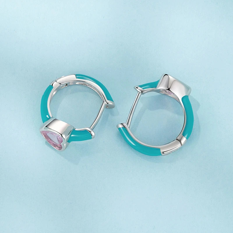 Créoles Cœur Rose en Argent 925