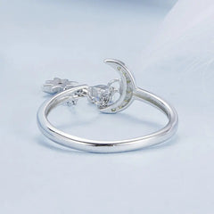 Bague Chaîne Étoile et Lune en Argent 925
