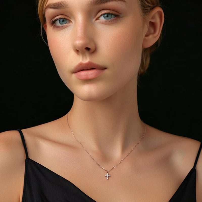 Collier Pendentif Croix en Argent 925 avec Certificat