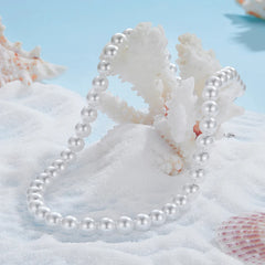 Collier Perles de Coquillage 8mm en Argent 925
