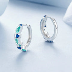 Créoles Pierre Bleu-Vert en Argent 925
