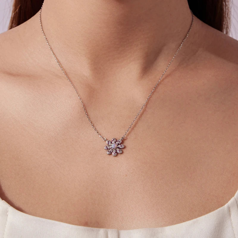 Collier Marguerite Rose en Argent 925