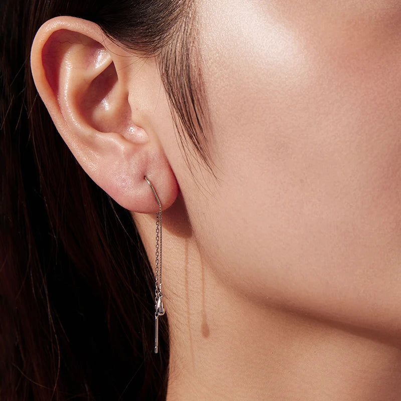 Boucles d'Oreilles Pendantes Goutte à Pampille en Argent 925