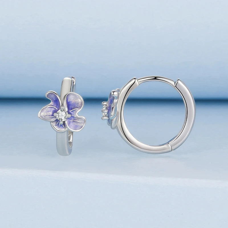 Créoles Fleur d'Iris en Argent 925