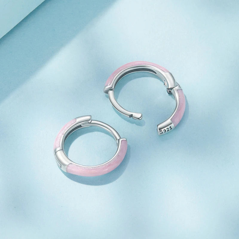 Créoles Anneau Rose en Argent 925