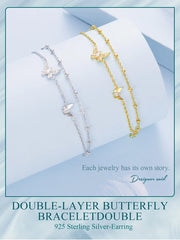 Bracelet Papillon Double Rang en Argent 925