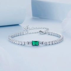 Bracelet Élégant Vert Émeraude en Argent 925