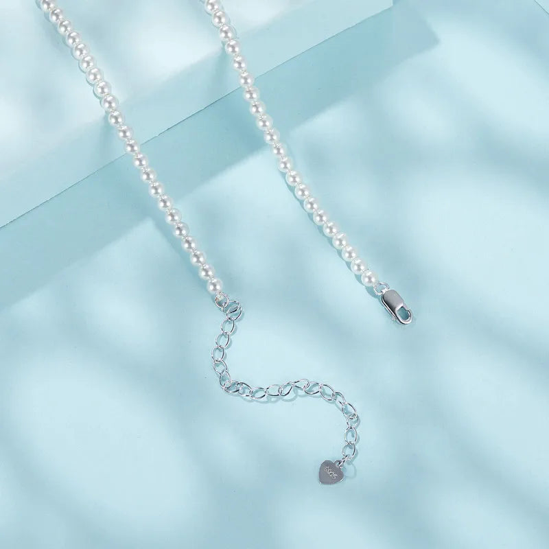 Collier en Nacre Blanche et Argent 925