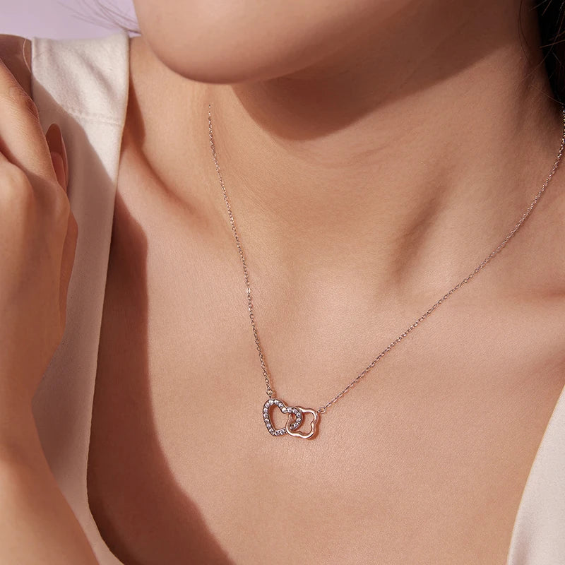 Collier Pendentif Cœur Porte-Bonheur en Argent 925