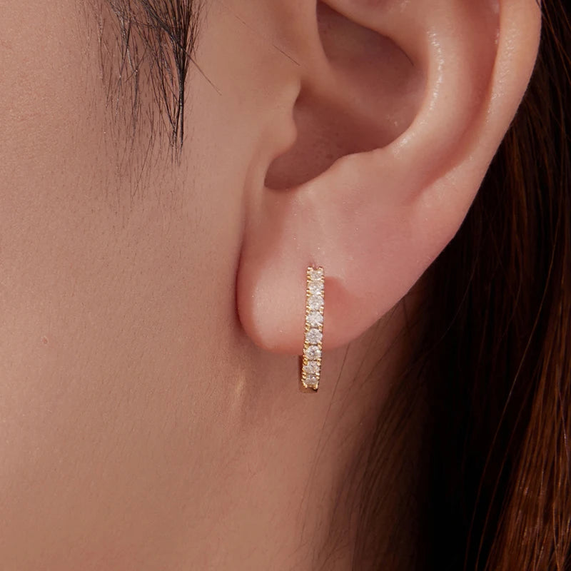 Créoles Rondes Moissanite Plaqué Or 18K en Argent 925