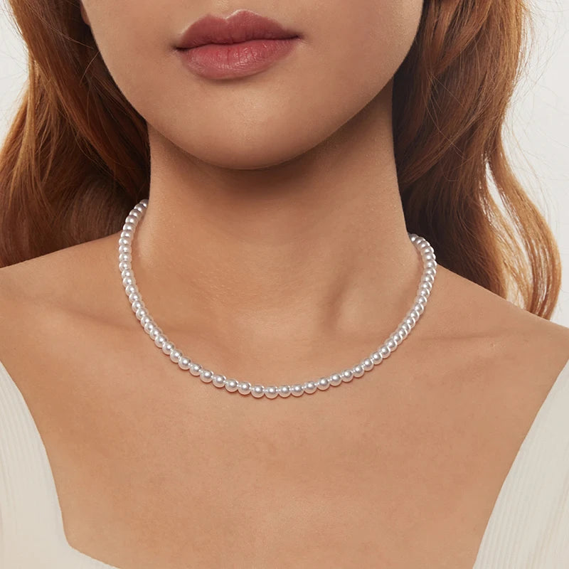 Collier Perles de Coquillage 5mm en Argent 925