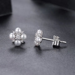 Boucles d'Oreilles Puces Trèfle Moissanite en Argent 925 avec Certificat