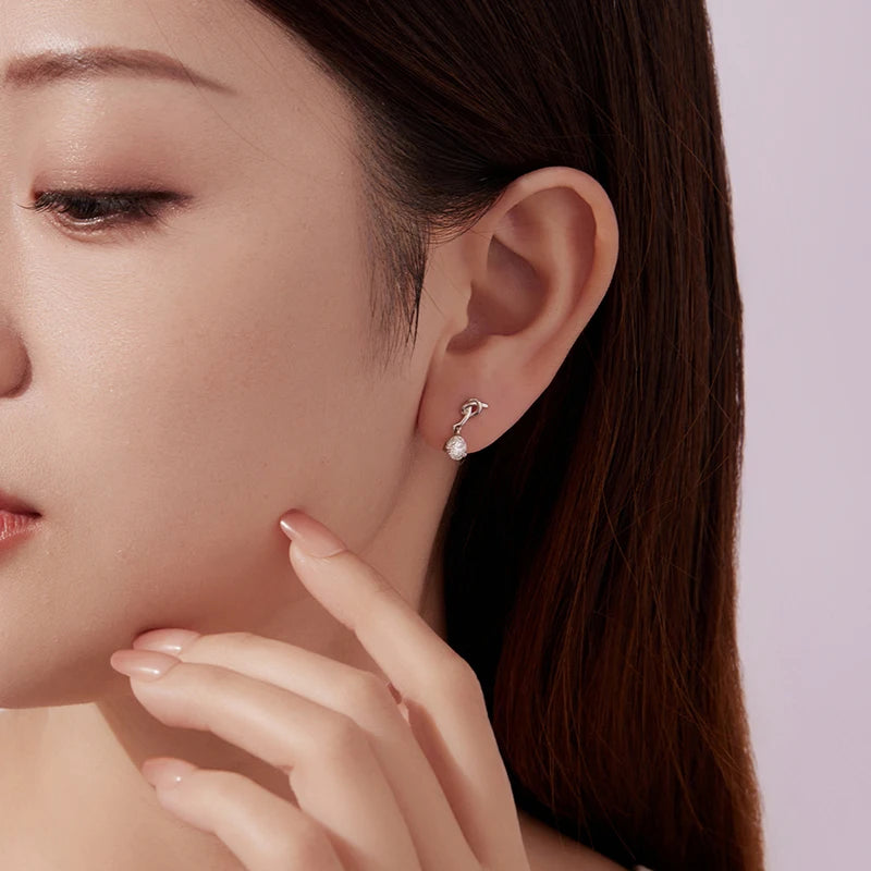 Boucles d'Oreilles Puces Nœud Moissanite en Argent 925 avec Certificats