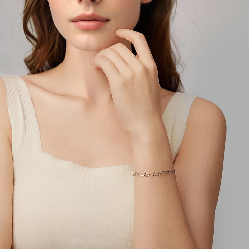 Bracelet à Breloque Cœur en Argent 925