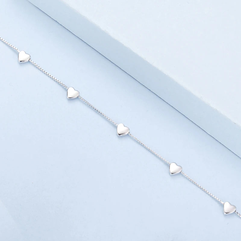 Bracelet Maillons Cœur en Argent 925