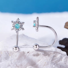 Boucles d'Oreilles Traversantes Flocon de Neige en Argent 925