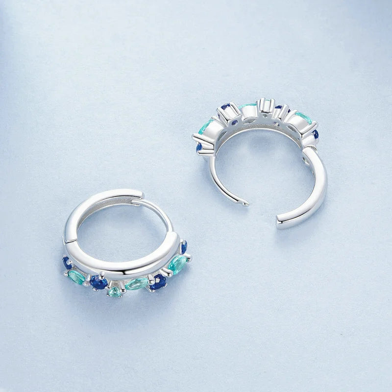 Créoles Pierre Bleu-Vert en Argent 925