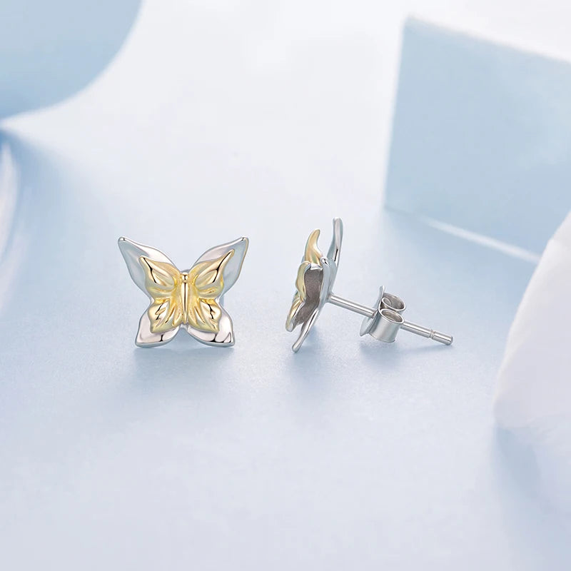 Boucles d'Oreilles Puces Papillon en Argent 925