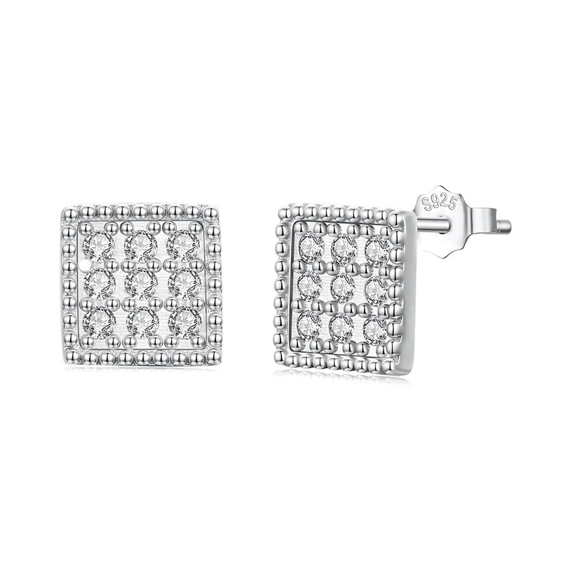 Boucles d'Oreilles Puces Carrées en Argent 925