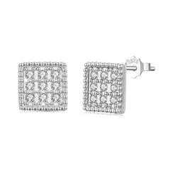 Boucles d'Oreilles Puces Carrées en Argent 925