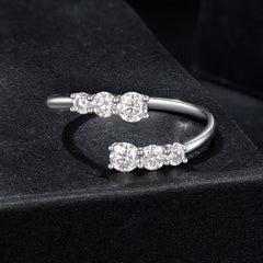 Bague Ajustable Moissanite Étincelante en Argent 925 avec Certificat