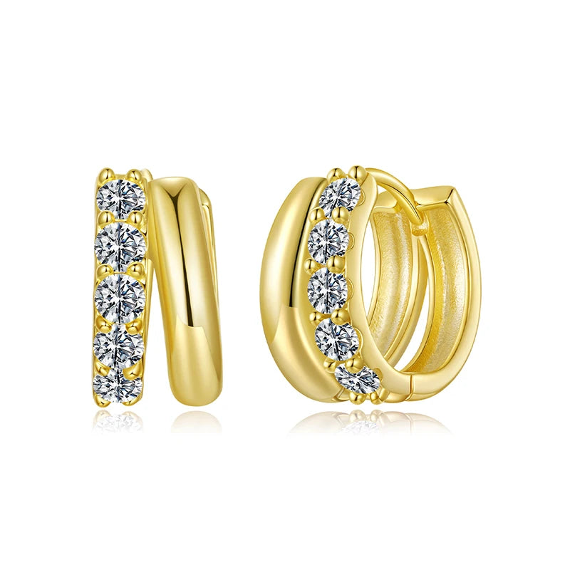 Créoles Double Rang Moissanite en Argent 925 avec Certificat