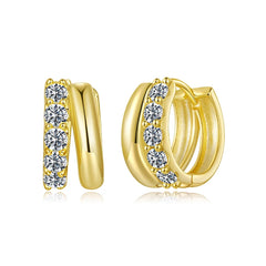 Créoles Double Rang Moissanite en Argent 925 avec Certificat