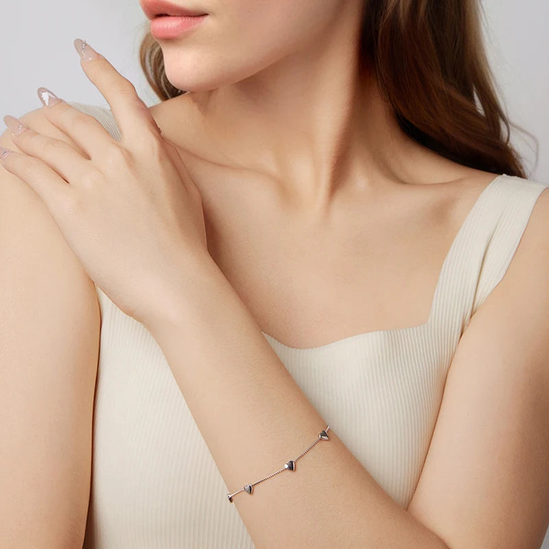 Bracelet Maillons Cœur en Argent 925