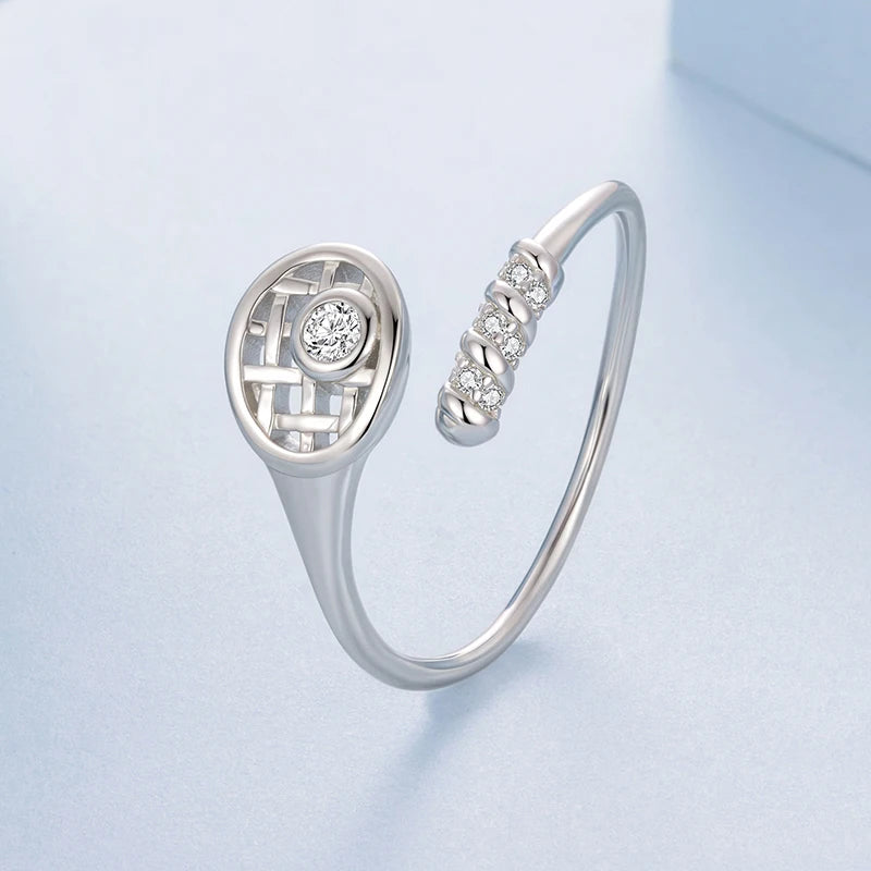 Bague Ajustable Nœud Tennis en Argent 925