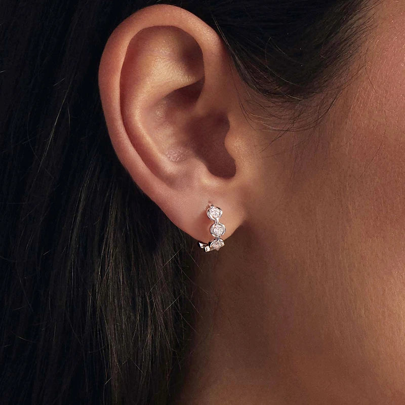 Créoles Chaîne Moissanite en Argent 925 avec Certificat