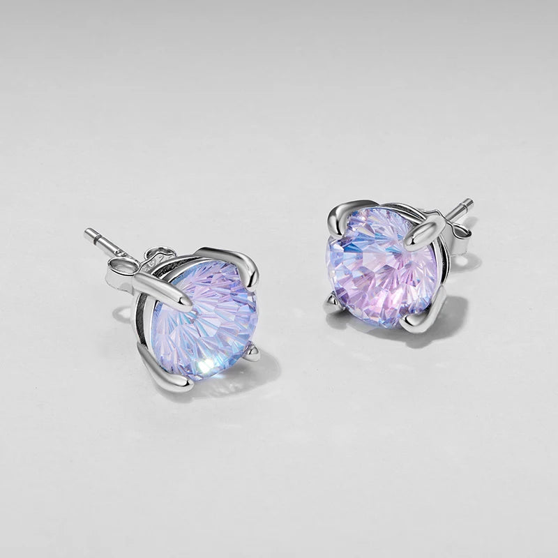 Boucles d'Oreilles Puces Pierre Feu d'Artifice en Argent 925