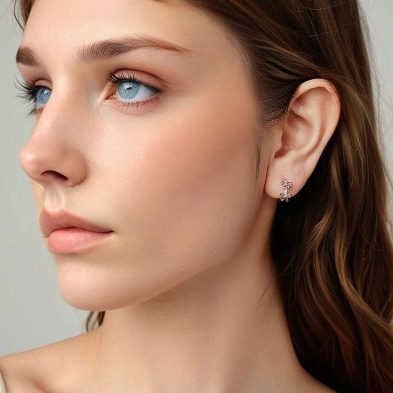 Créoles Nœud Rose en Argent 925