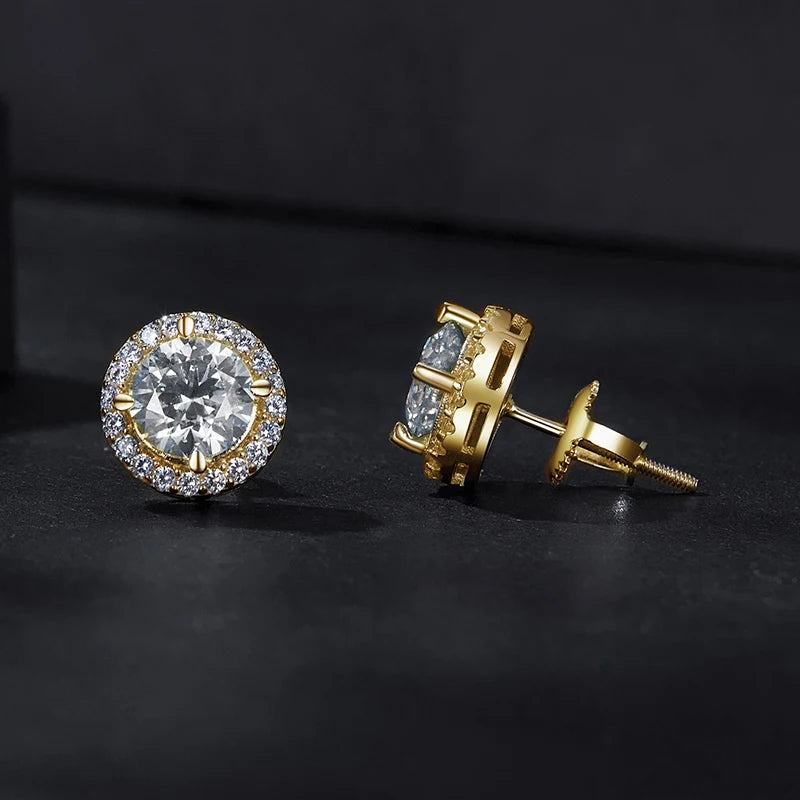 Boucles d'Oreilles Puces Moissanite 1ct en Argent 925 avec Certificats