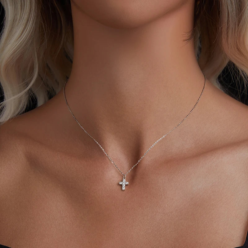 Collier Pendentif Croix en Argent 925 avec Certificat