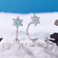 Boucles d'Oreilles Traversantes Flocon de Neige en Argent 925