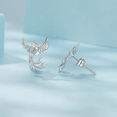 Boucles d'Oreilles Puces Phénix en Argent 925