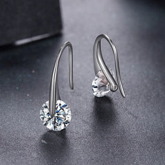 Boucles d'Oreilles Crochet Moissanite Rotative 1ct en Argent 925 avec Certificats