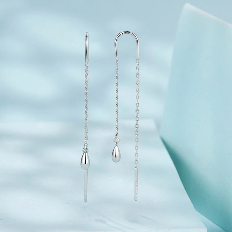 Boucles d'Oreilles Pendantes Goutte à Pampille en Argent 925