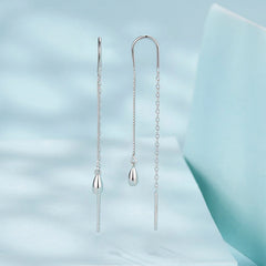 Boucles d'Oreilles Pendantes Goutte à Pampille en Argent 925