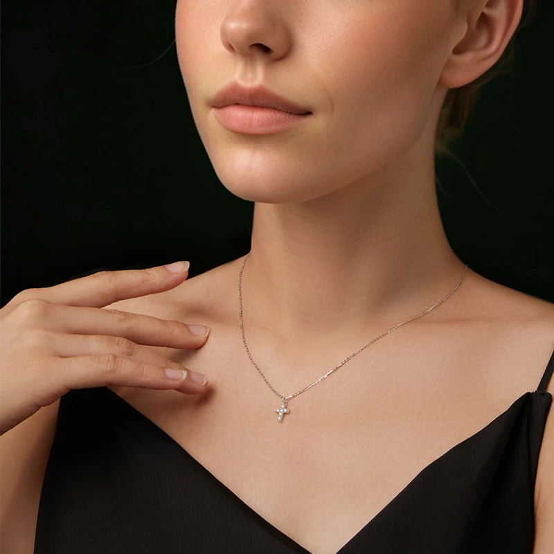 Collier Pendentif Croix en Argent 925 avec Certificat